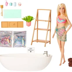 Barbie Bienestar Muñeca Rubia con Bañera