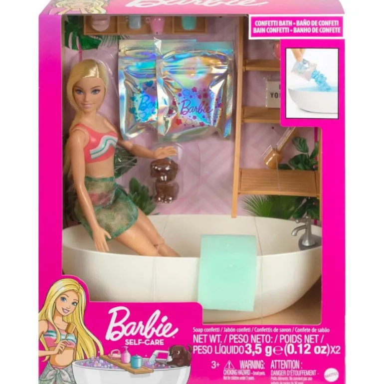 Barbie Bienestar Muñeca Rubia con Bañera