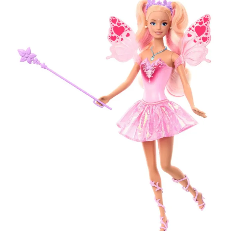 Barbie Color Change Muñeca Hada Rosa de Fantasía con Alas que Cambian de Color