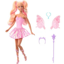Barbie Color Change Muñeca Hada Rosa de Fantasía con Alas que Cambian de Color