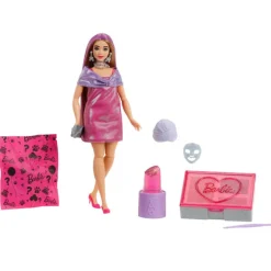 Barbie Muñeca Pink Sparkle de la Serie Glam Party de Party Unboxed y Accesorios
