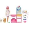 Barbie y su Clínica Veterinaria Muñeca con Pelo Rosa, Muebles de Consulta y Accesorios