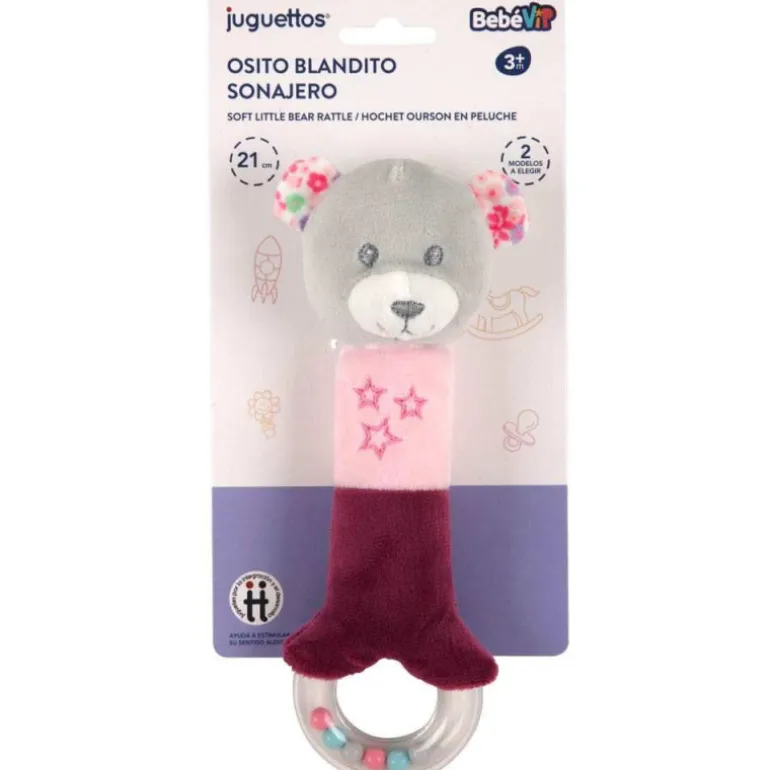 Bebé Vip Osito Blandito Sonajero Rosa