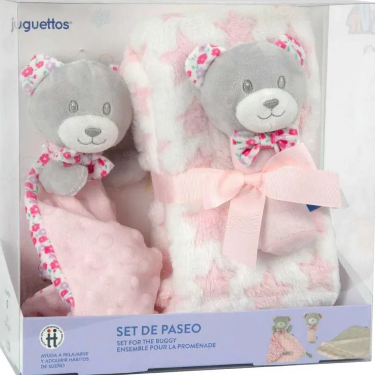 Bebé Vip Set de Paseo con DouDou y Manta Rosa