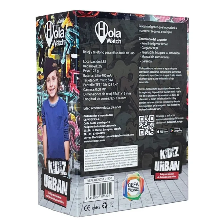 Cefa Tronic Hola Watch Kidiz Urban Reloj con Función de Llamadas Negro