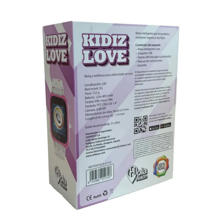 Cefa Tronic Hola Watch Kidiz Love Reloj con Función de Llamadas Blanco y Rosa