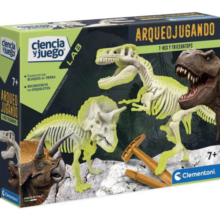 Ciencia y Juego Arqueojugando T-Rex y Triceraptors