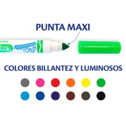 Crayola 12 Rotuladores Súper Lavables Maxi Punta