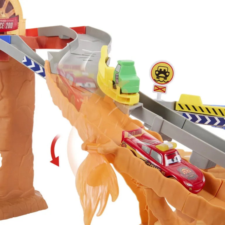 Disney Pixar Cars Circuito de Carreras de Rescate de la Serie Rescate a Toda Máquina con 4 Coches