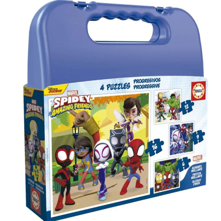 Educa Puzzle Progresivo 6-9-12-16 Piezas en Maleta Spidey And His Amazing Friends - 19580