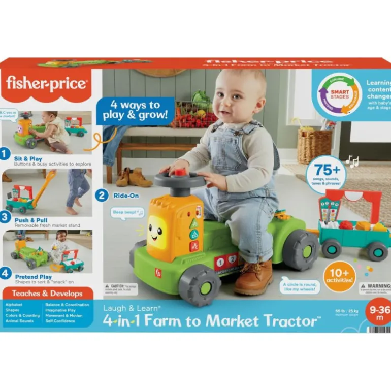 Fisher-Price Ríe y Aprende Tractor 4 en 1 Correpasillos