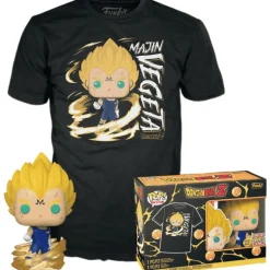 Funko Pop! & Tee Animation Dragon Ball Z Pack Figura Majin Vegeta Brilla en la Oscuridad y Camiseta Talla L