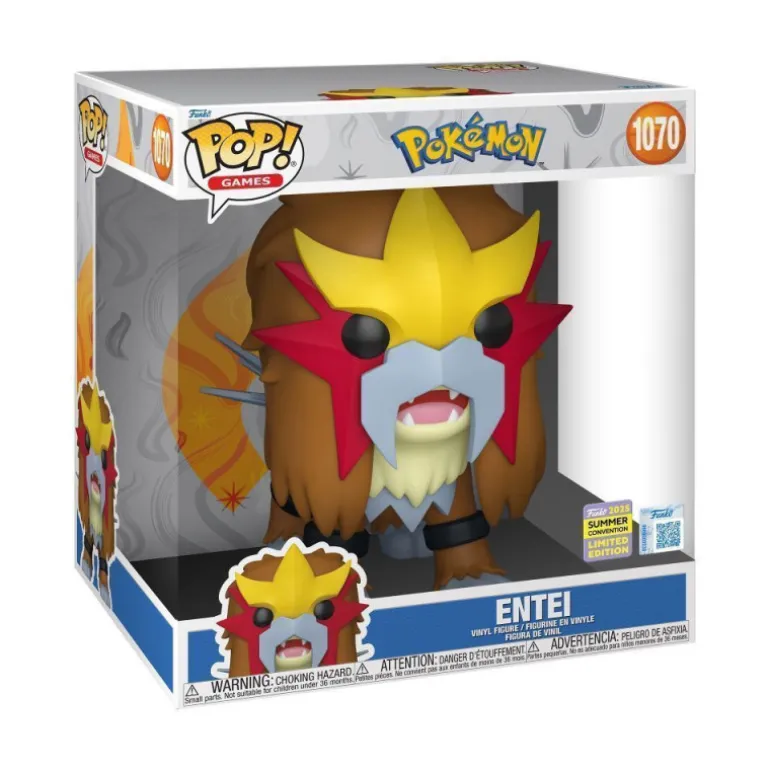 Funko Pop! Games Pokémon Figura de Vinilo Entei Jumbo 25 cm Edición Limitada