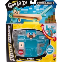 Goo Jit Zu Heroes Minecraft Stretchy Characters Figura Steve With Diamond Armor & Sword