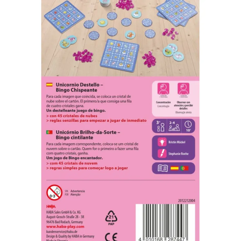 Haba Unicornio Destello Bingo Chispeante Juego de Mesa