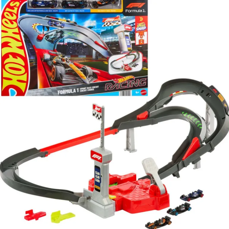 Hot Wheels Circuito de Carreras a Gran Velocidad de Fórmula 1 y con 3 Coches
