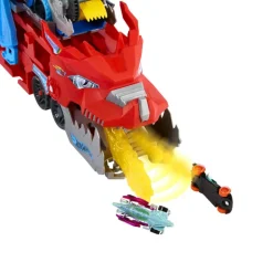 Hot Wheels City Dragón Transportador con Ataque Doble Definitivo con 2 Coches