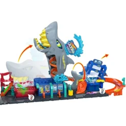 Hot Wheels City Túnel de Lavado del Supertiburón Pista con Coche Reveal