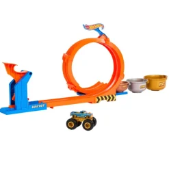 Hot Wheels Monster Trucks Trofeo Challenge de Loopings y Giros Bigfoot Conjunto de Pista y Camión, Conjunto de Juego