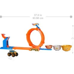 Hot Wheels Monster Trucks Trofeo Challenge de Loopings y Giros Bigfoot Conjunto de Pista y Camión, Conjunto de Juego