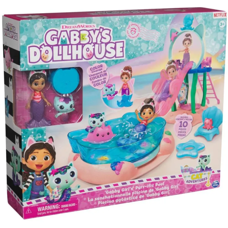 La Casa de Muñecas de Gabby Playset Piscina Gabby y Gatirena