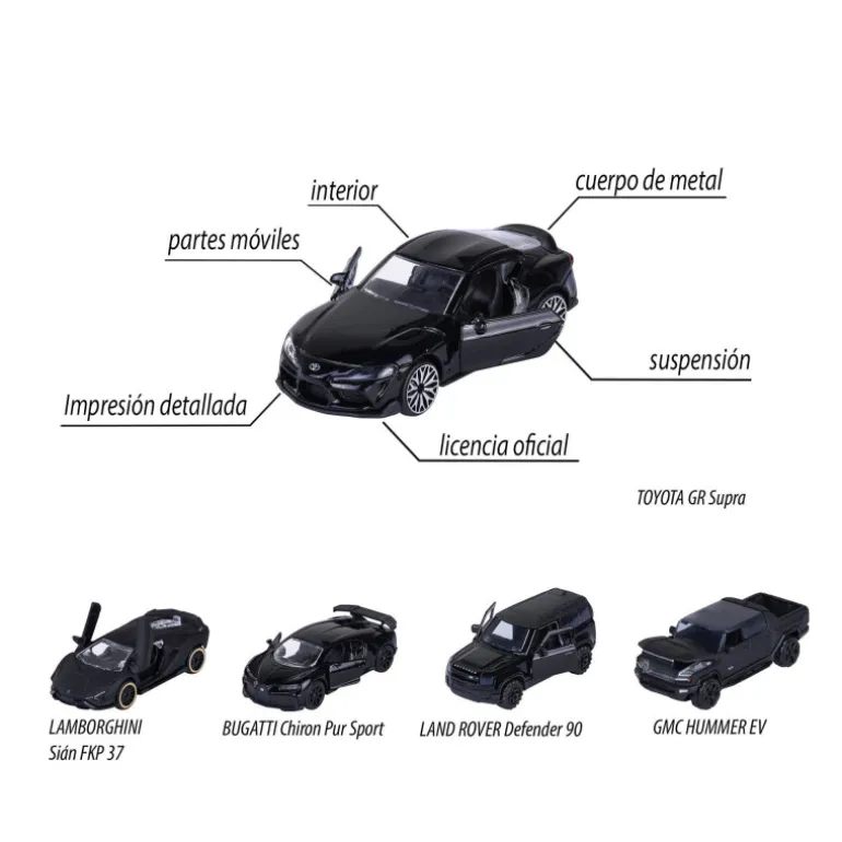Majorette Pack 5 Coches Negros Black Edition