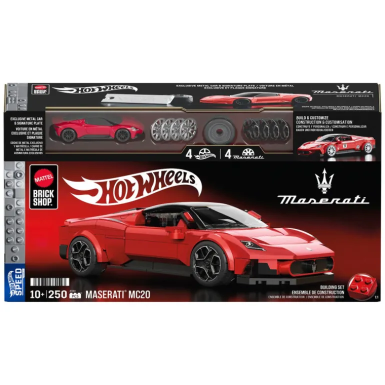 Mattel Brick Shop Hot Wheels Maserati MC20 - Speed Series, 250 piezas
