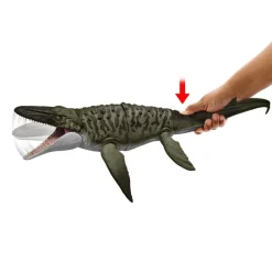 Mattel Jurassic World Rebirth Mosasaurio Mordedor y Minifigura de Dilofosaurio