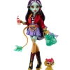 Monster High Jinafire Long Muñeca, Chica Dragón con Perrito Mascota Cloudy Yun Yun y 7 Accesorios