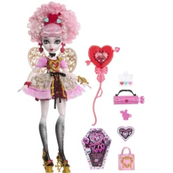 Monster High Muñeca Cupid Asteria de la Colección Cumplespantos con Vestido de Fiesta
