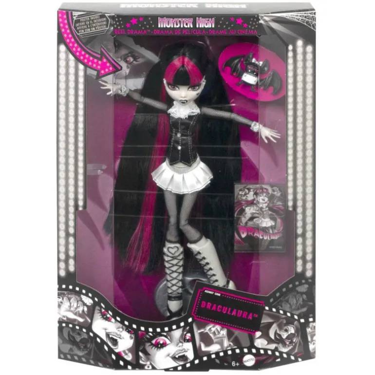 Monster High Muñeca Draculaura en Blanco y Negro con Pósteres