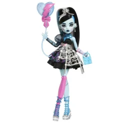 Monster High Muñeca Frankie Stein de la Colección Cumplespantos con Vestido de Fiesta Negro