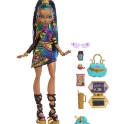 Monster High Muñeca Nefera De Nile con Escarabajo Mascota Lavish y Accesorios