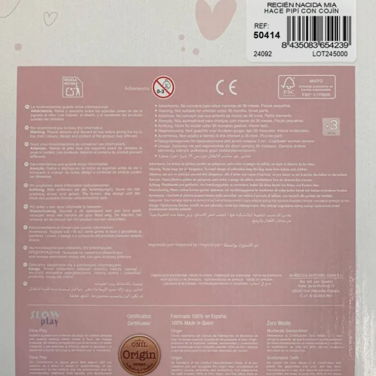 Muñecas Antonio Juan Recién Nacida Mia Hace Pipí con Cojín