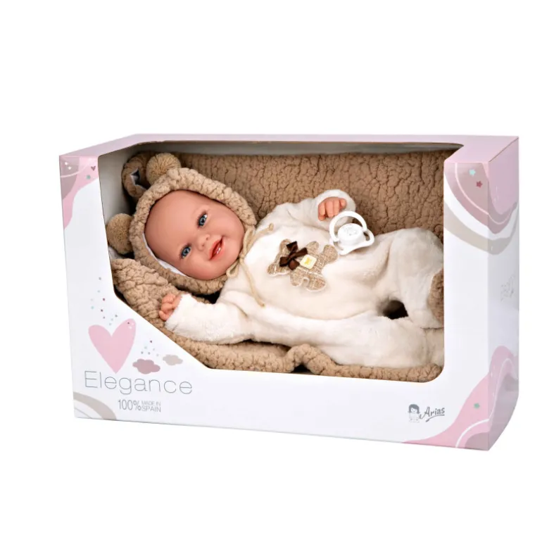 Muñecas Arias Muñeca con Peso Elegance Babyto Marrón Osito con Manta 35 cm