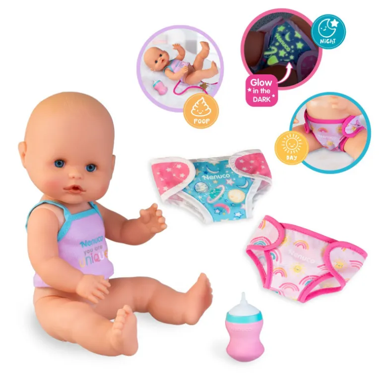 Nenuco Pop Muñeco con 2 Pañales Reutilizables y Accesorios