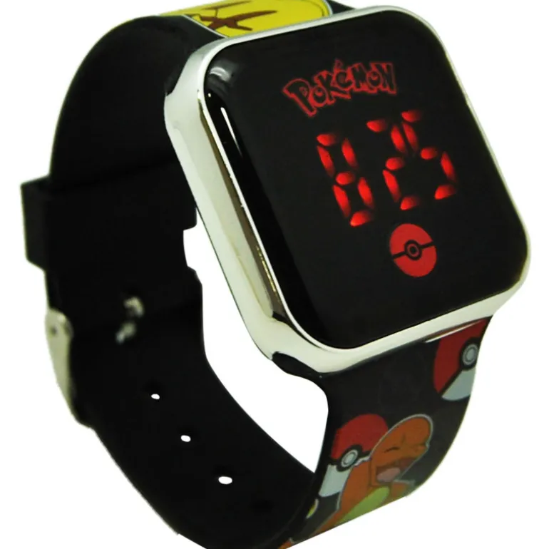 Pokémon Reloj Digital Led Negro Charmander