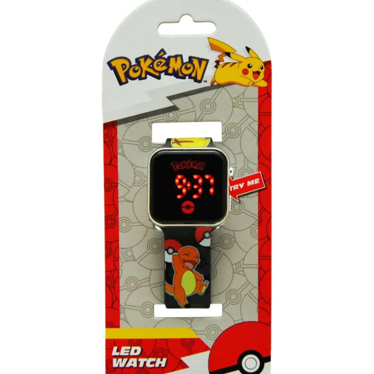 Pokémon Reloj Digital Led Negro Charmander