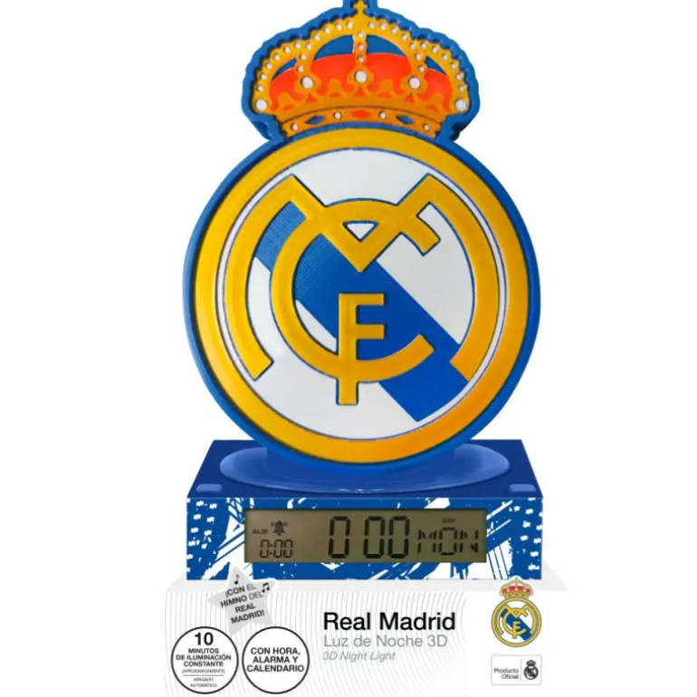 Real Madrid Lámpara 3D Alarma y Despertador