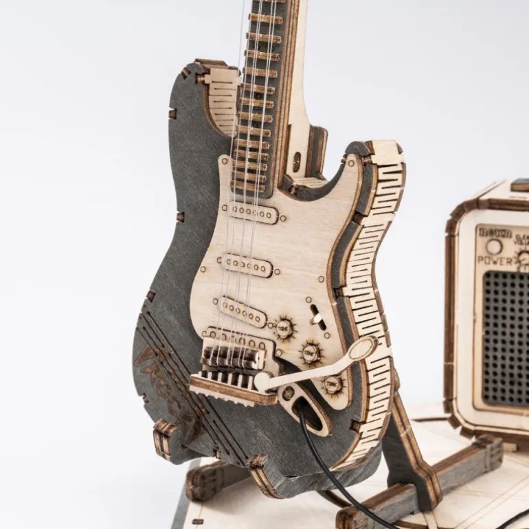 Robotime Guitarra Eléctrica con Amplificador Maqueta de Madera