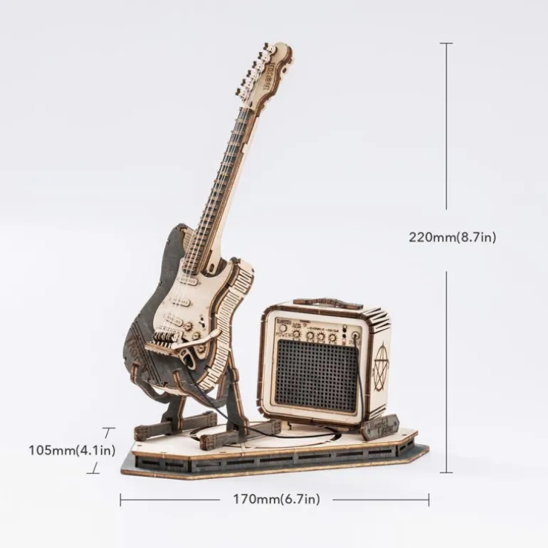 Robotime Guitarra Eléctrica con Amplificador Maqueta de Madera