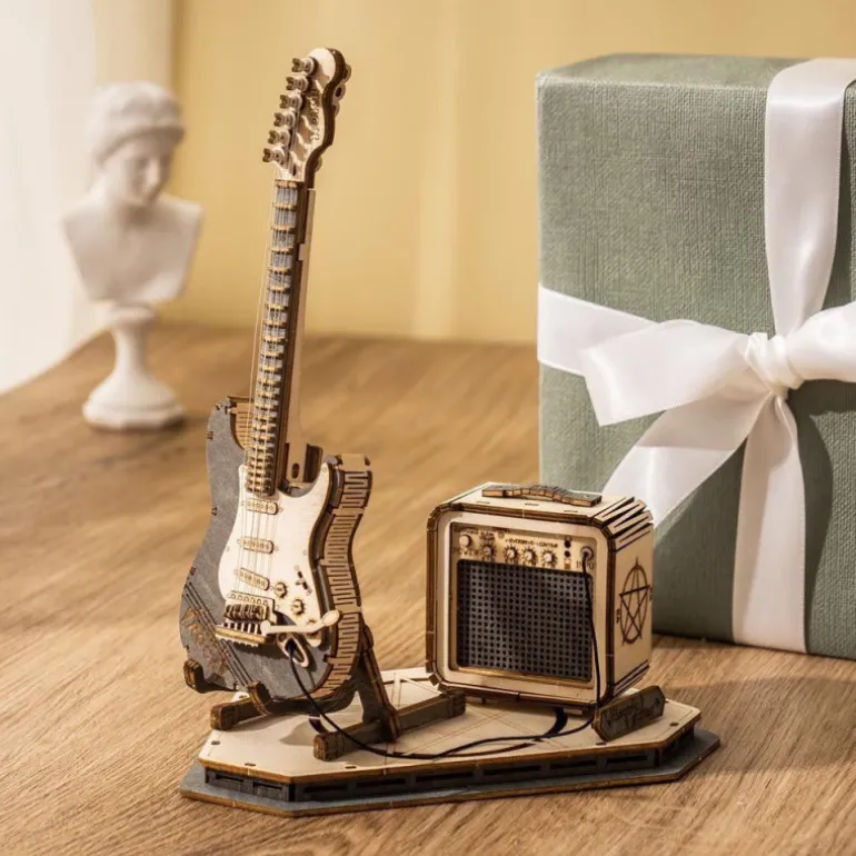 Robotime Guitarra Eléctrica con Amplificador Maqueta de Madera