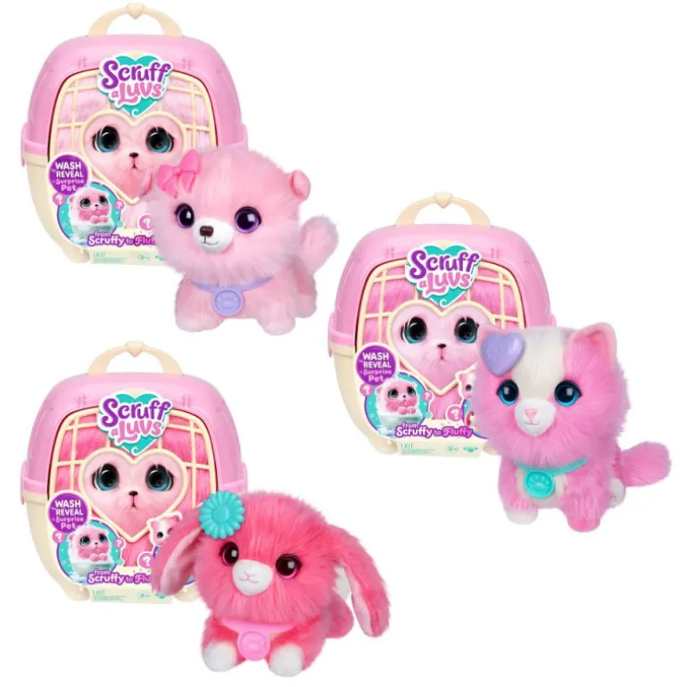 ScruffaLuvs Rosa Peluche con Transportín y Accesorios Varios Modelos