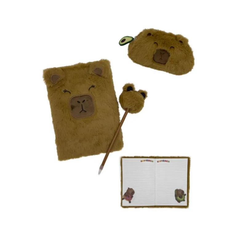 Set de Papelería Capibara con Bolígrafo, Libreta y Estuche Varios Modelos