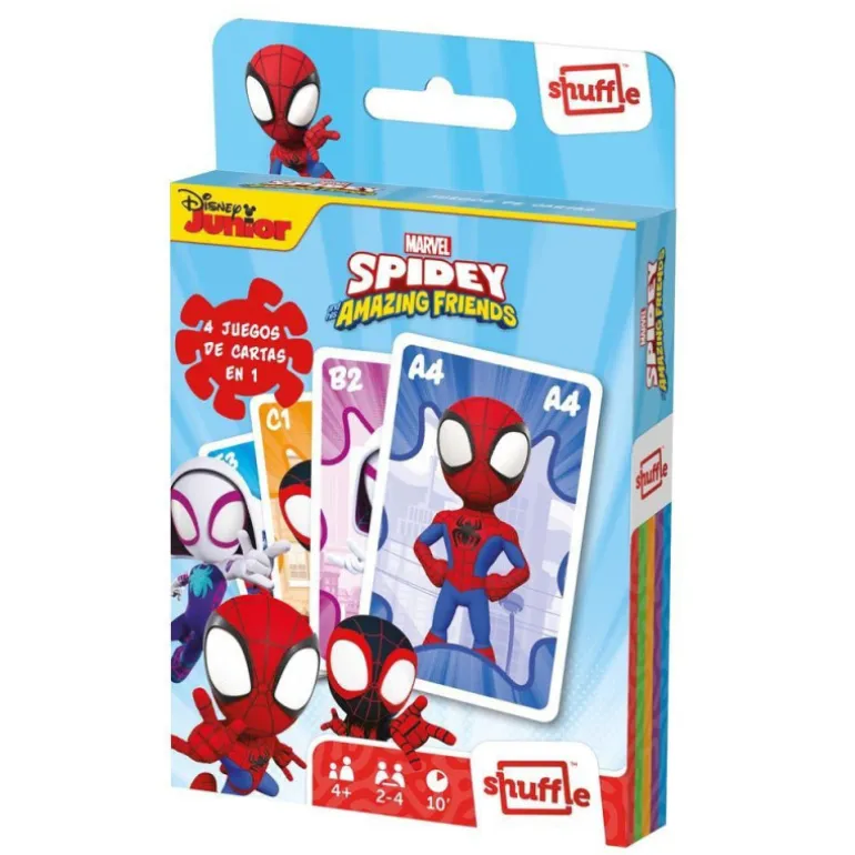 Shuffle Spidey And His Amazing Friends 4 Juegos de Cartas en 1