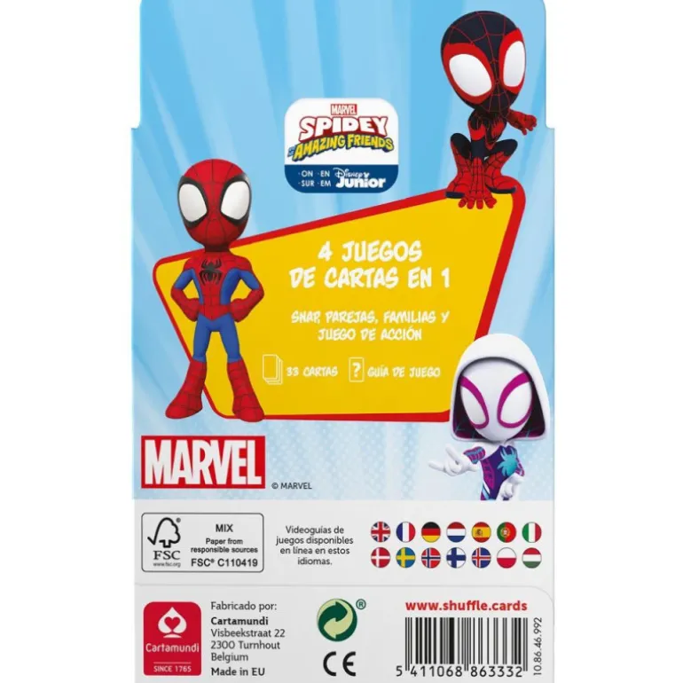Shuffle Spidey And His Amazing Friends 4 Juegos de Cartas en 1