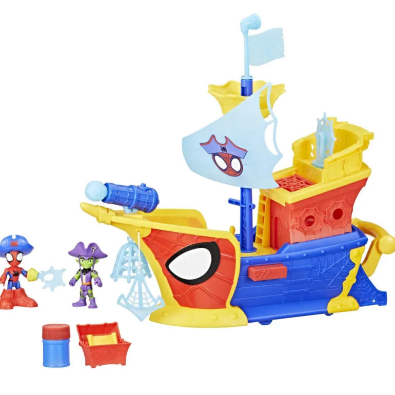 Spidey and his Amazing Friends Waterwebs Barco Pirata con Telarañas y Burbujas