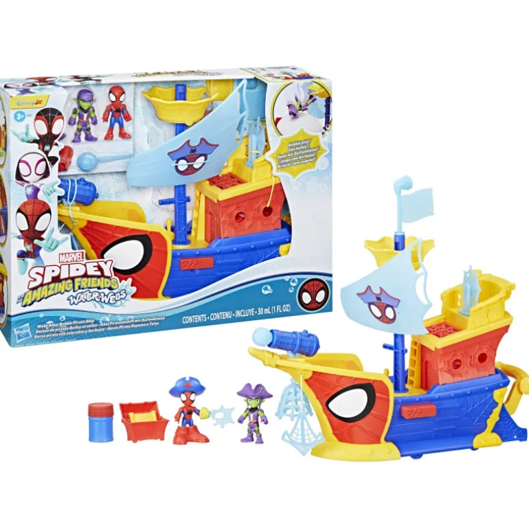 Spidey and his Amazing Friends Waterwebs Barco Pirata con Telarañas y Burbujas