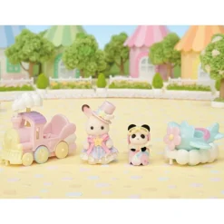 Sylvanian Families Crème Chocolate en Tren y Erin Panda en Avión