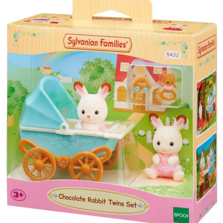 Sylvanian Families Set Cochecito Gemelar Cabe y Breeze Chocolate